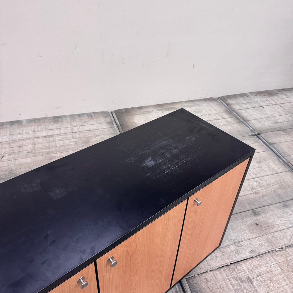 Aktenschrank Schwarz Braun Holz Mit 4 Fächern Büro Schrank Gebraucht