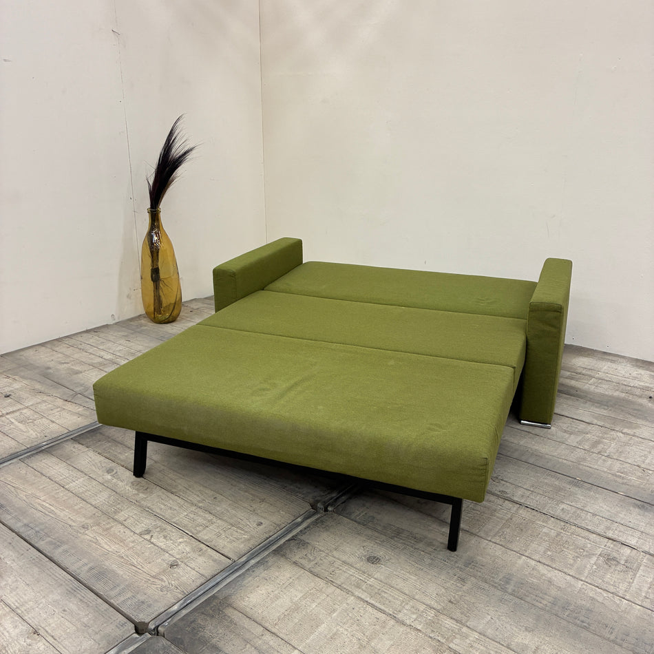 Sofa Schlafsofa 2-Sitzer Ausziehsofa Stoff Grün Schlafcouch Sofa couch Gebraucht