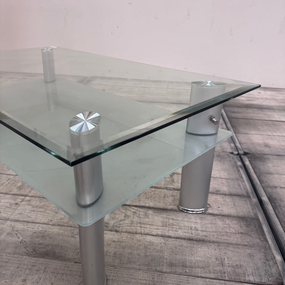 Moderner Couchtisch Glastisch mit Ablage Design Wohnzimmertisch Tisch Gebraucht