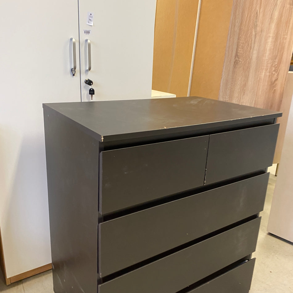 Moderne Kommode Dunkelbraun 5 Schubladen Sideboard Stauraum – gebraucht