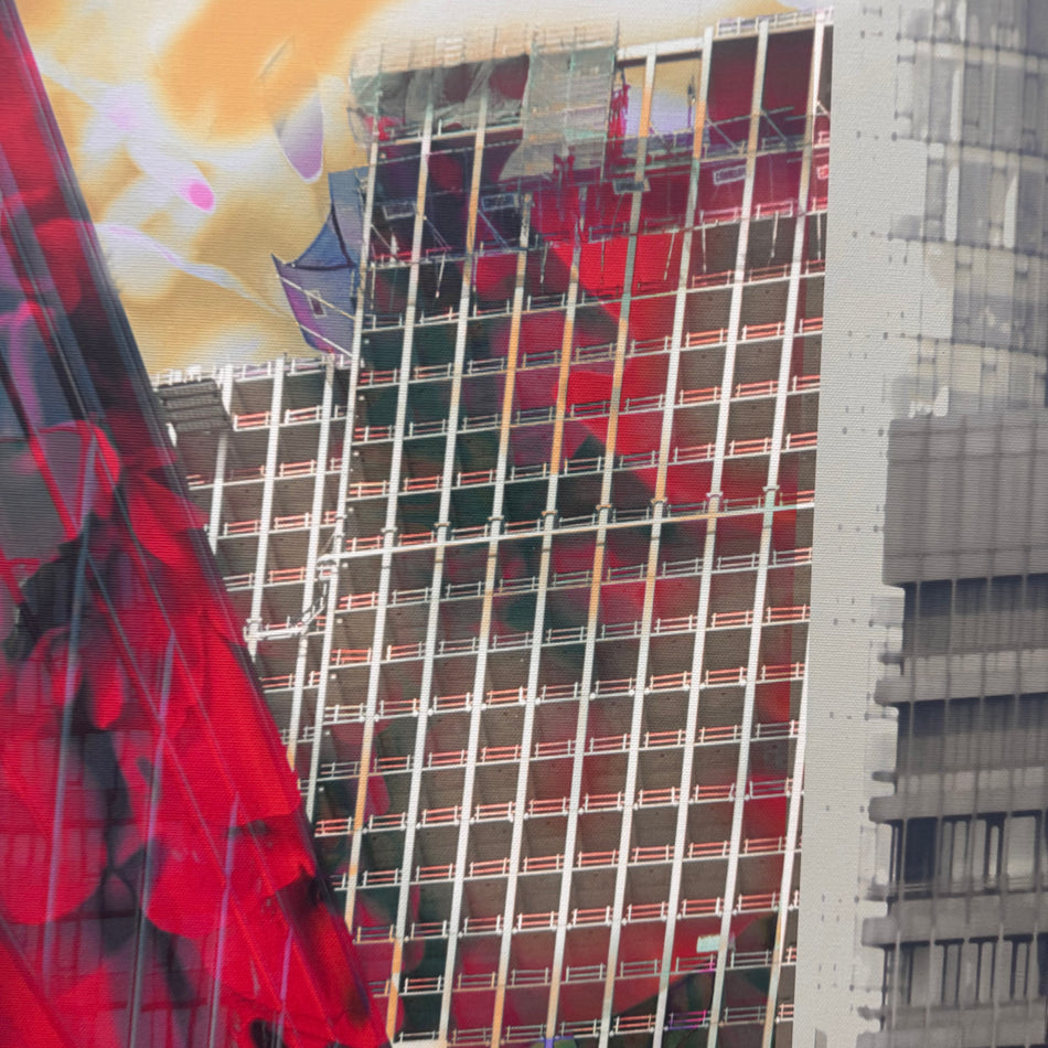 Wandbild 90x90 - Frankfurt City Abstrakt - Fotodruck auf Leinwand Gebraucht