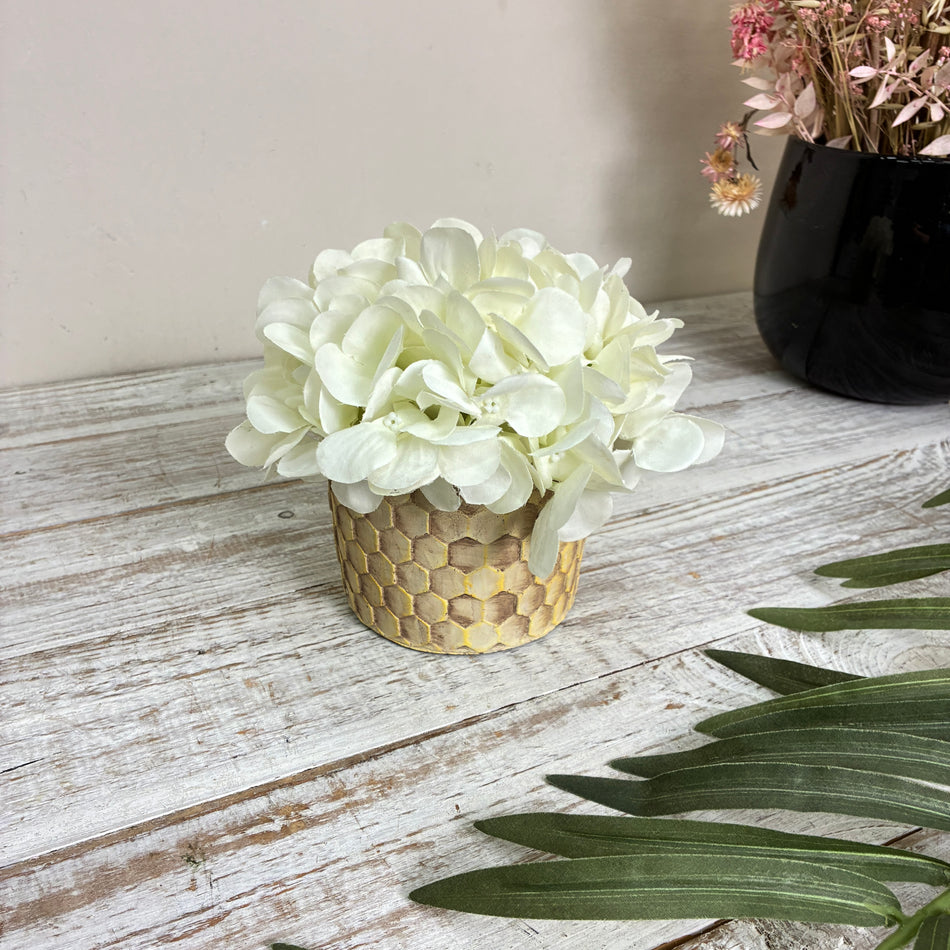 PTMD Pflanztopf Siedler Übertopf Honigwabe Creme S Keramik Gelb Natur Blumentopf