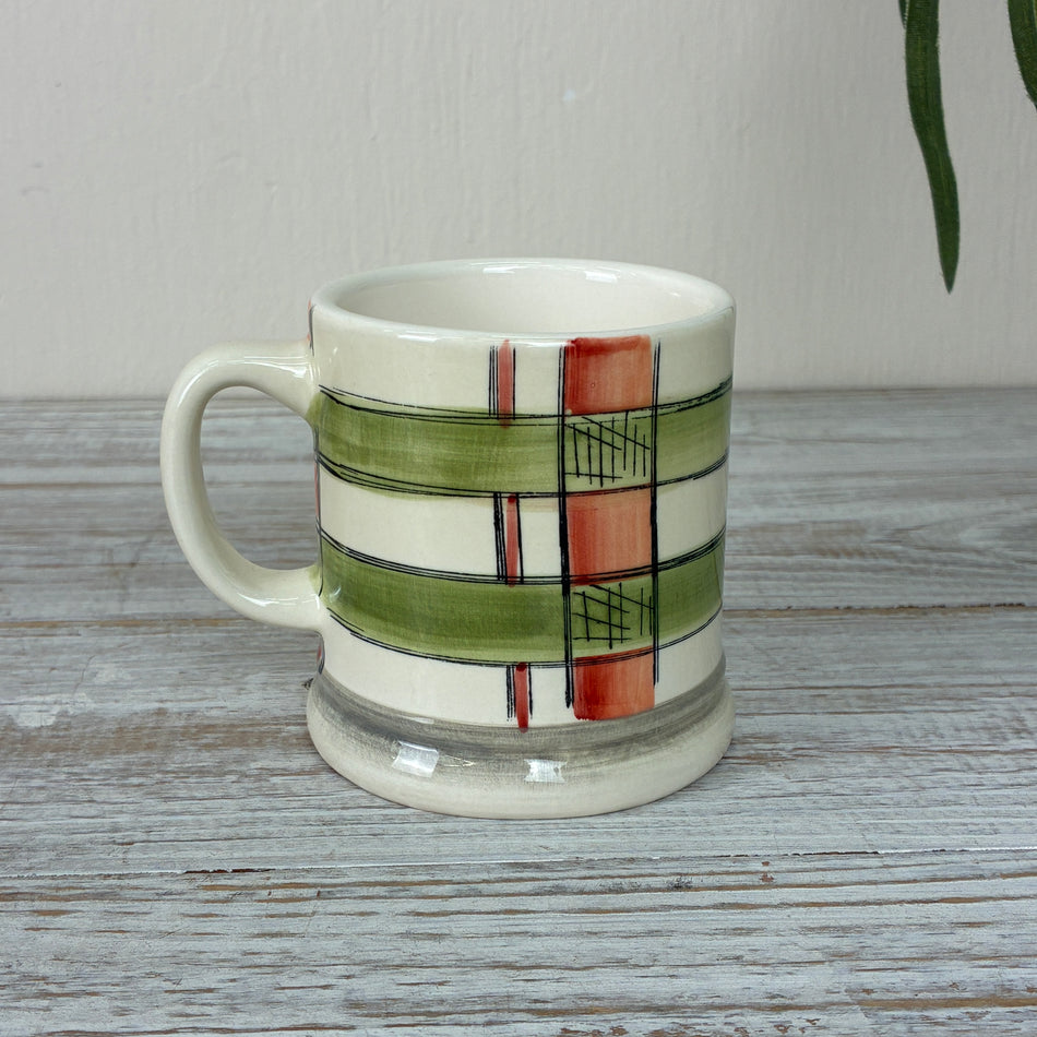 Jet By Ter Steege Becher Seasons Tasse Keramik Grün Orange Kariert Neu