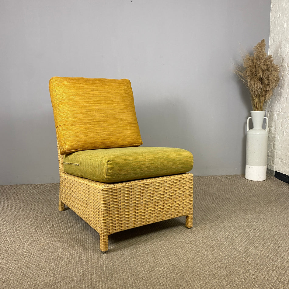 Outdoor Rattan Sessel gebraucht orange grün hell