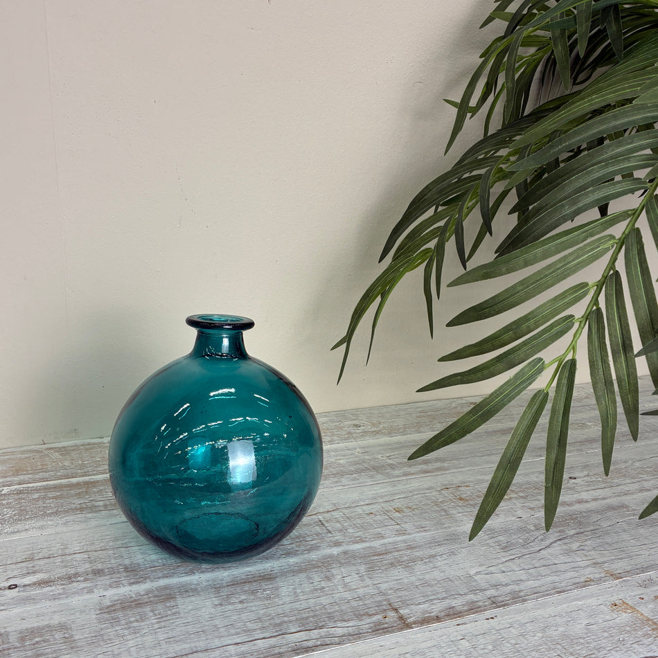 Vase Türkis Blau Rund Deko 17cm