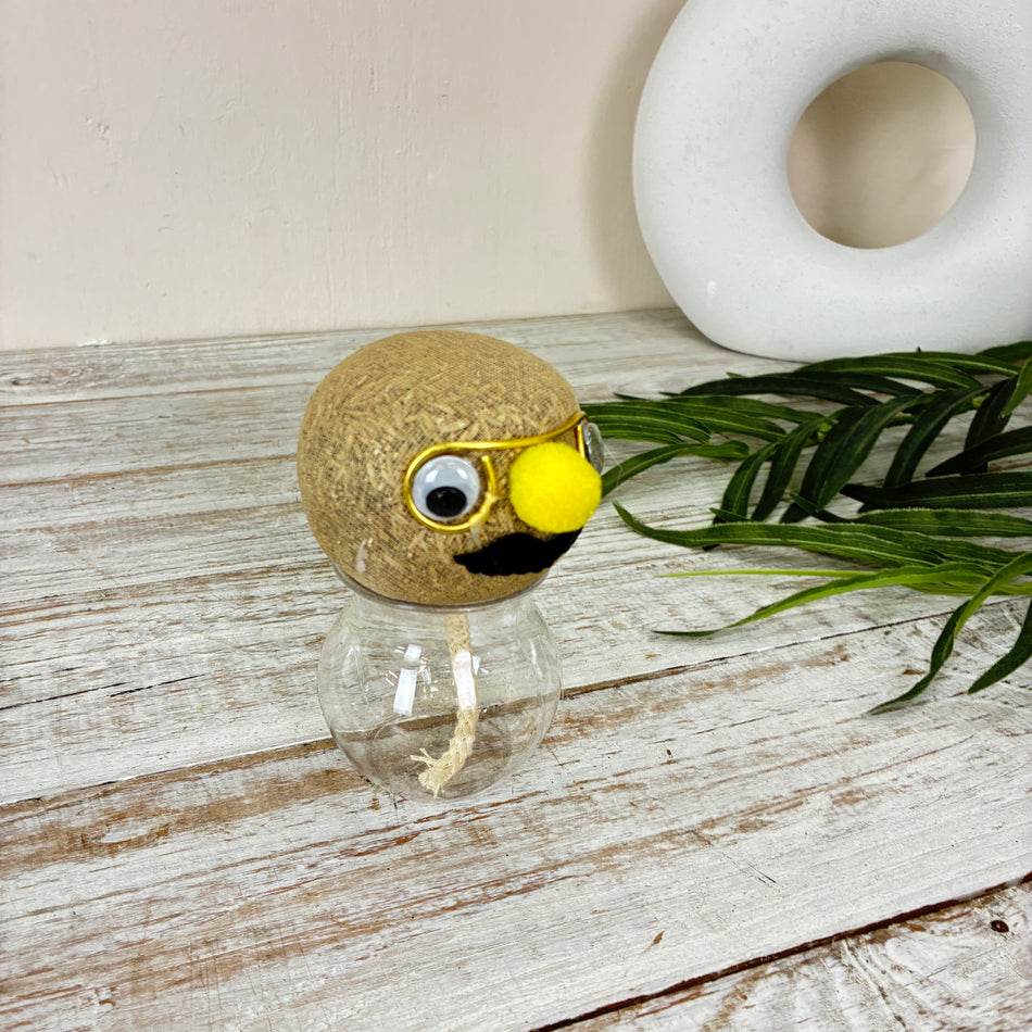 Graskopf Im Glas Gelb 12cm Gesicht Pflanze Pflanz-Set Grasgesicht Deko