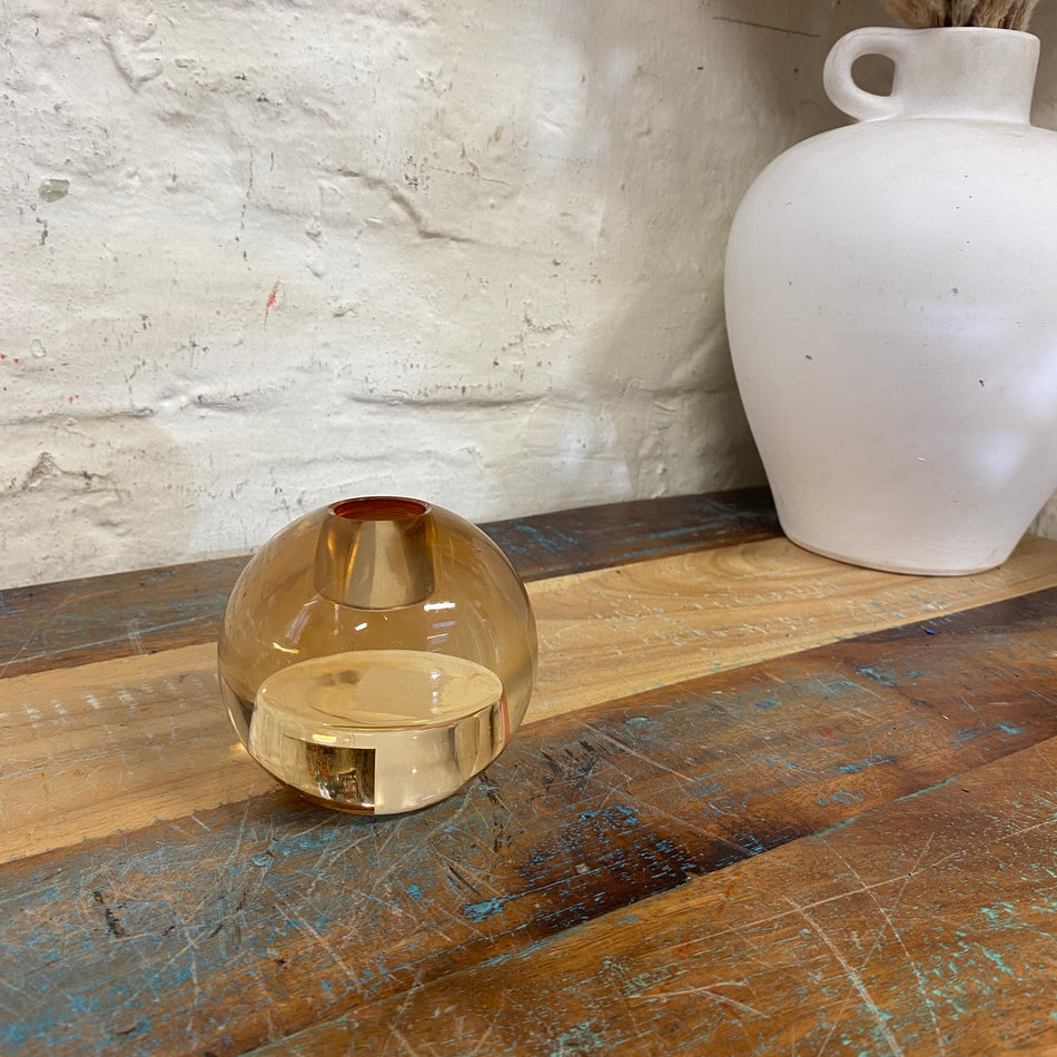 PTMD Kerzenhalter Mezzi Kugel Duo Glas Amber 8 cm
