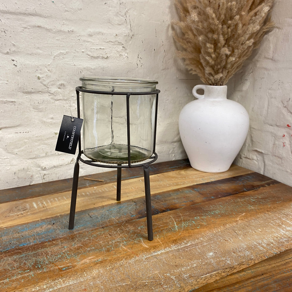 Countryfield Nies L Teelichthalter grau 25cm Windlicht Deko