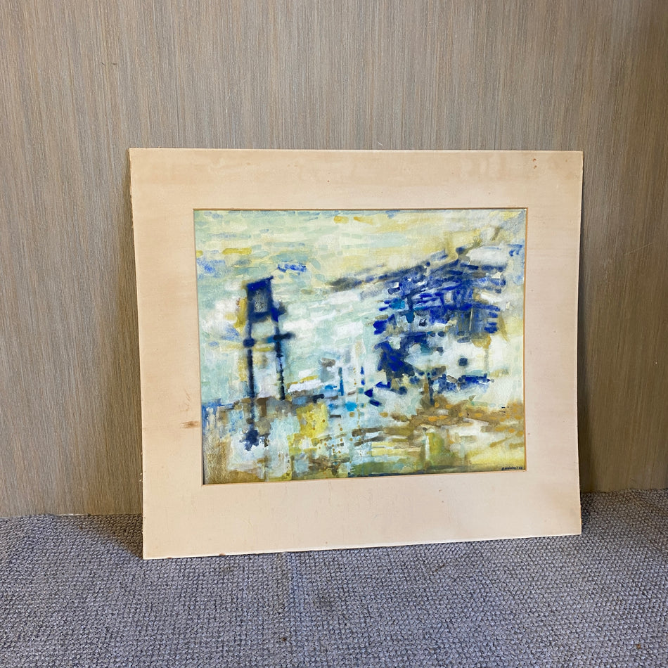 Kunst Wandbild Blau mit Passepartout 78x68