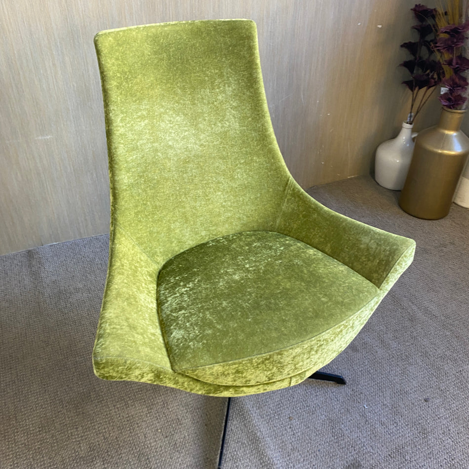 Designsessel Grün Velours Crushed Polster Drehsessel Sessel gebraucht