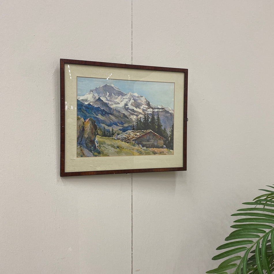 Antiker Rahmen Holz Jungfrau Schweiter Berg Murey Wandbild