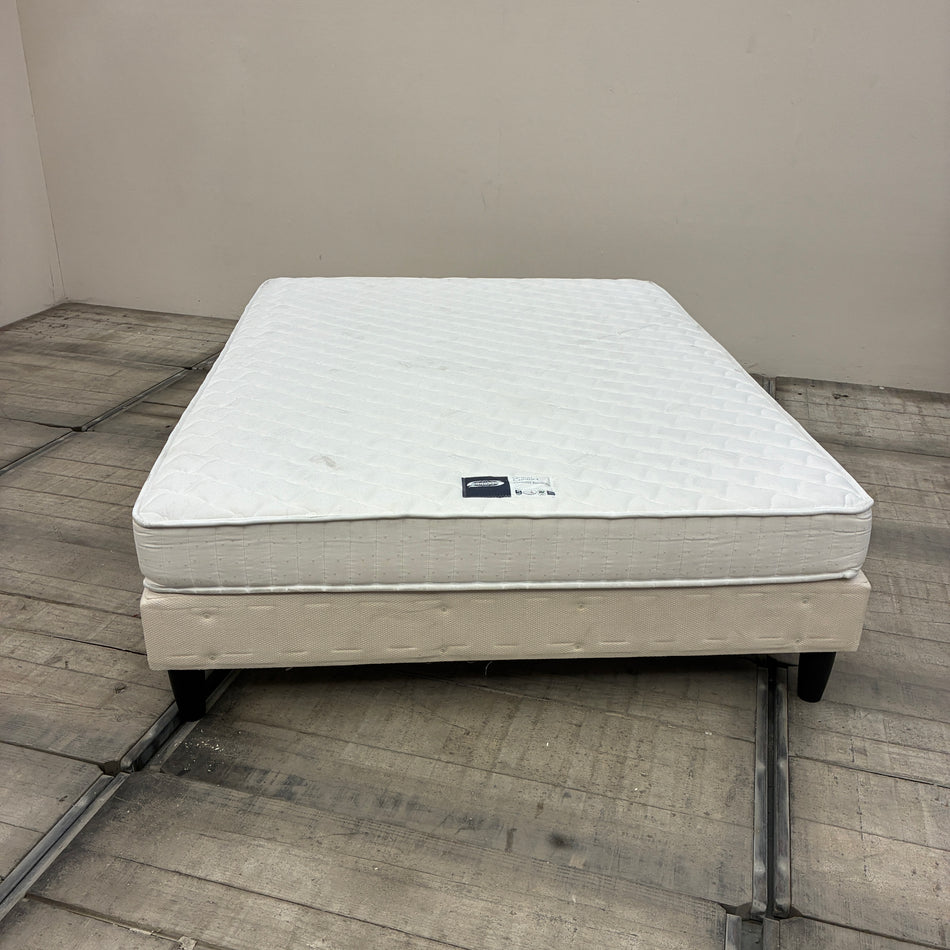 Boxspringbett inklusive Matratze 150x200 Polsterbett Creme Gebraucht