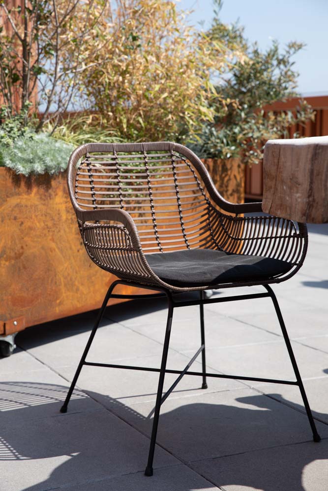 Cantik Outdoor Armlehnstuhl braun Rattan Shell Stuhl