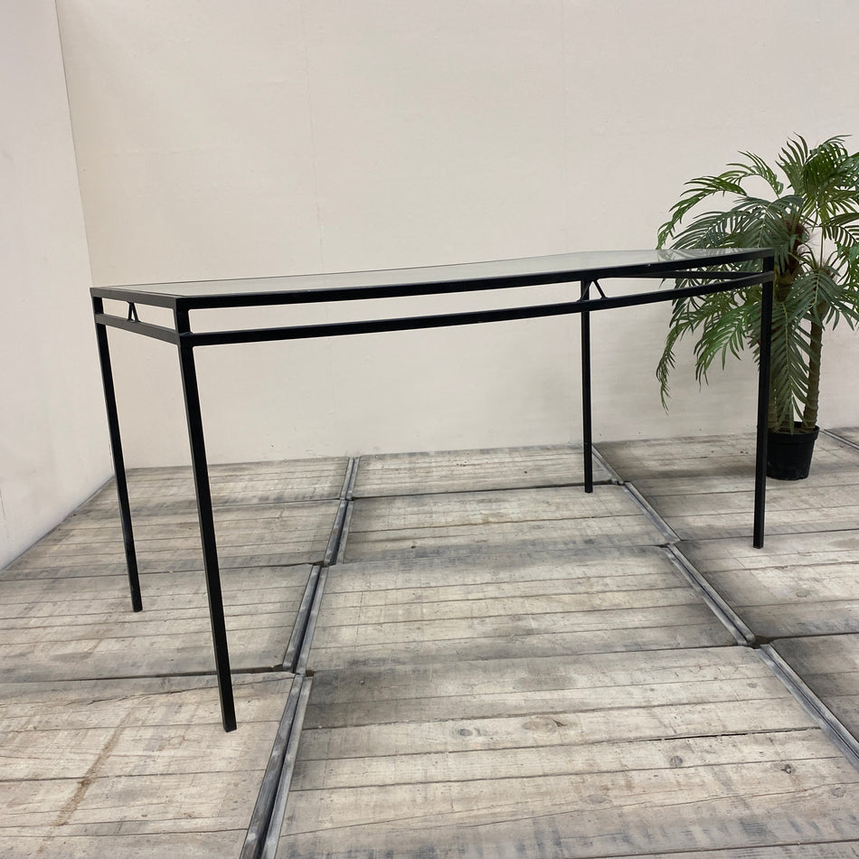 Tisch schwarz Glas Eisen 170x90 Geschwungen Gebraucht