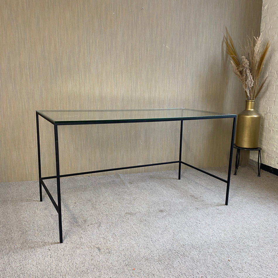 Glastisch gebraucht schwarz Metall Glas 150x75 Esstisch Tisch
