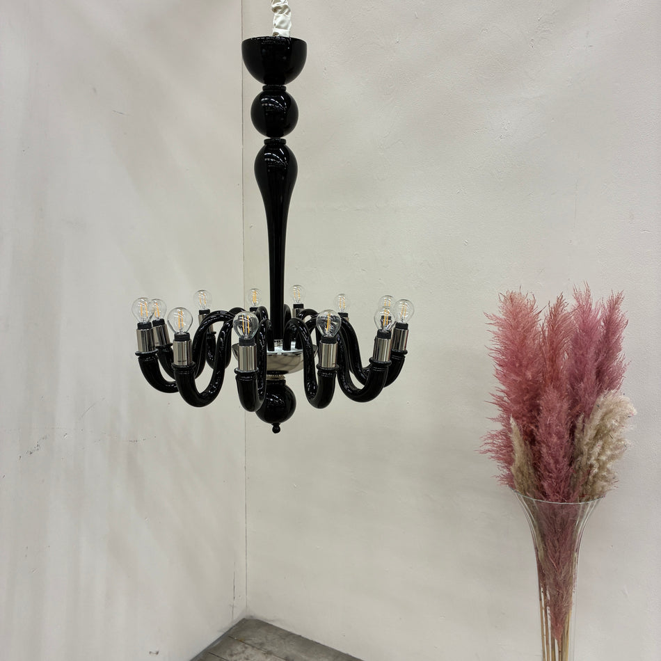 Kronleuchter Murano Schwarz Silber Atlantic Hotel Hamburg gebraucht Lampe