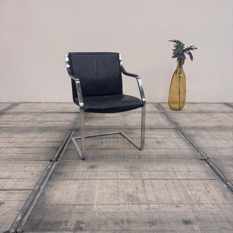 Walter Knoll Rudolph Glatzl Art Collection Freischwinger Schwarz Leder Design Klassiker Gebraucht