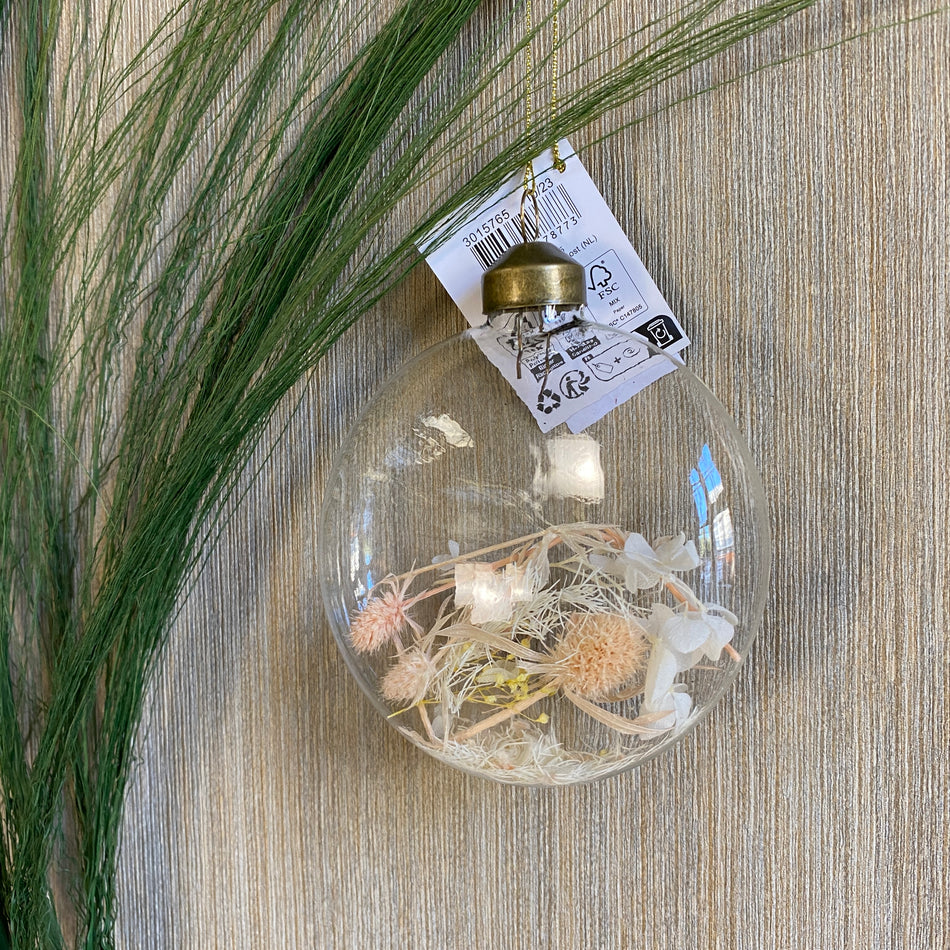 Deko Anhänger bunt Glas Trockenblumen Typ C