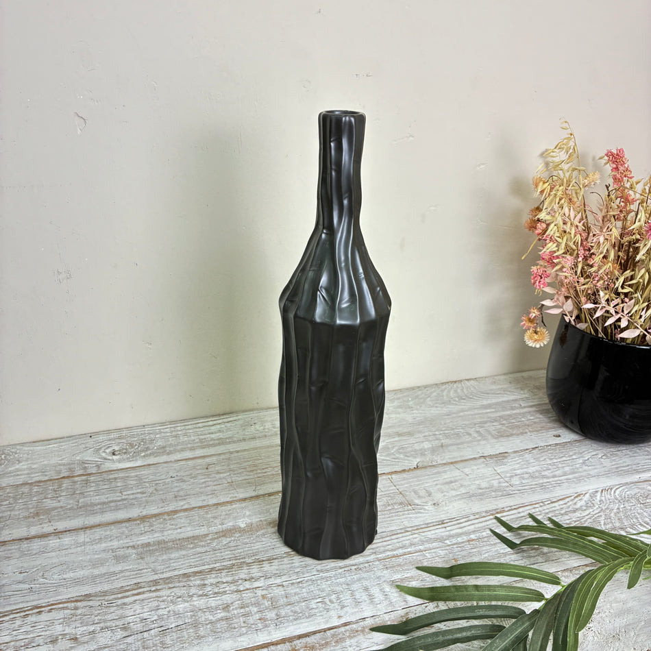 PTMD Vase Finne Flaschenvase Keramik S 47cm Anthrazit Schwarz Deko