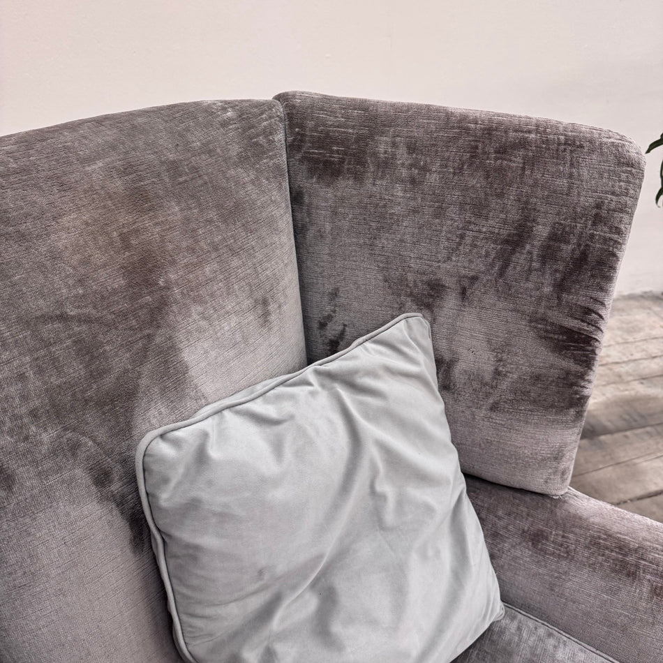Eleganter Ohrensessel in Samt-Optik grau Sessel 5-Sterne Schlosshotel