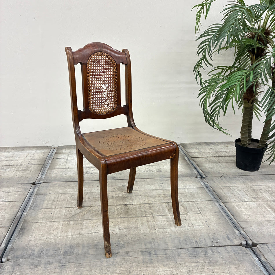 Walnut chair with Viennese cane webbing, first half of the 20th century. Vintage