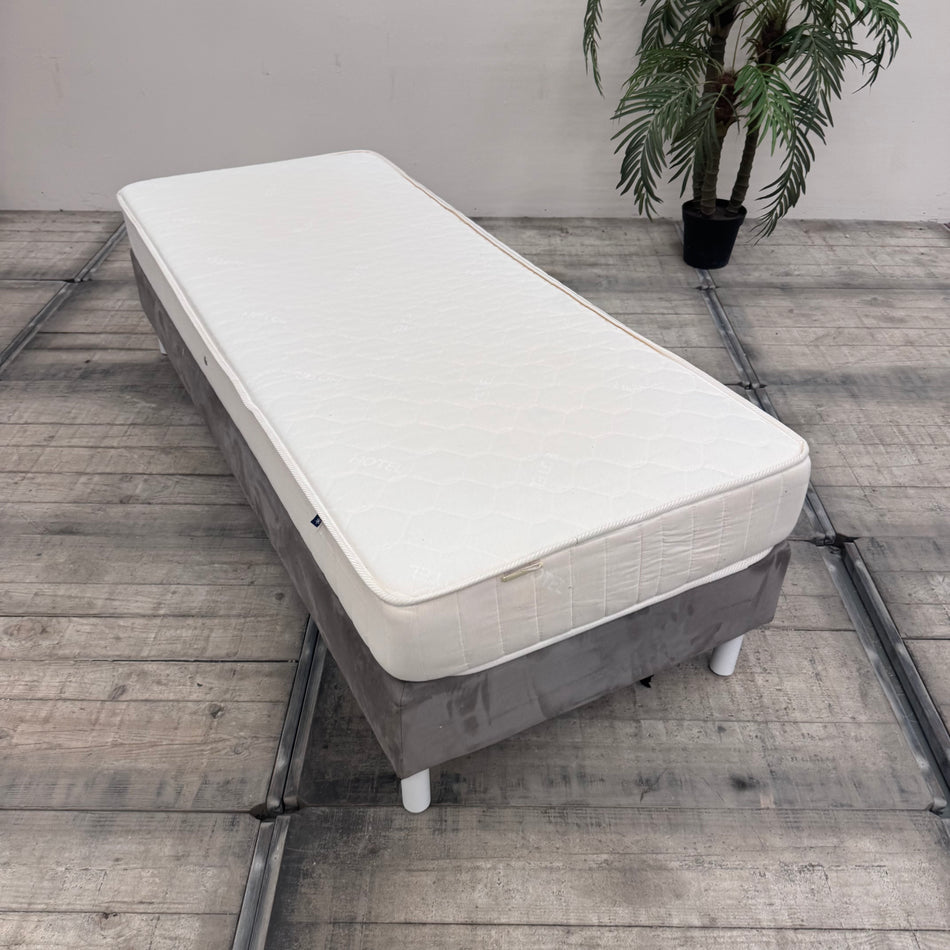 Boxspringbett grau 80x200 inkl Matratze Velours Einzelbett Bett gebraucht