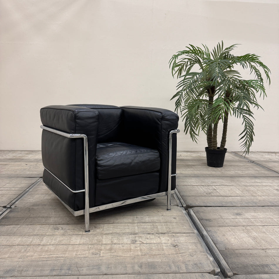 Original Le Corbusier Sessel Schwarz Echtleder LC2 Design Klassiker Cassina Gebraucht