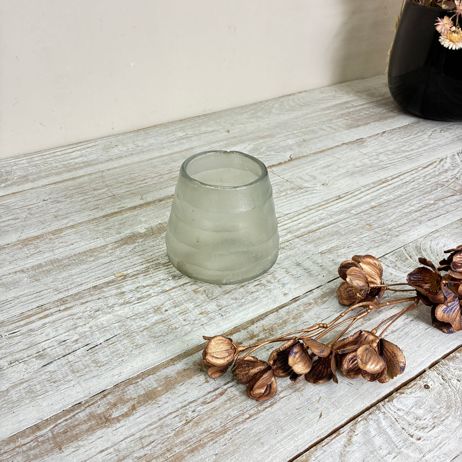 Teelichthalter Windlicht Glas Satiniert Transparent Tassenform Gebraucht