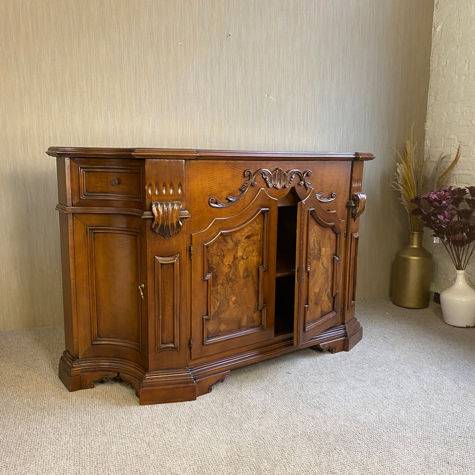 Massives antikes Sideboard aus Holz – Barockstil Kommode mit Intarsien & Schnitzereien – Stauraum & Schubladen – Wohnzimmer Anrichte gebraucht