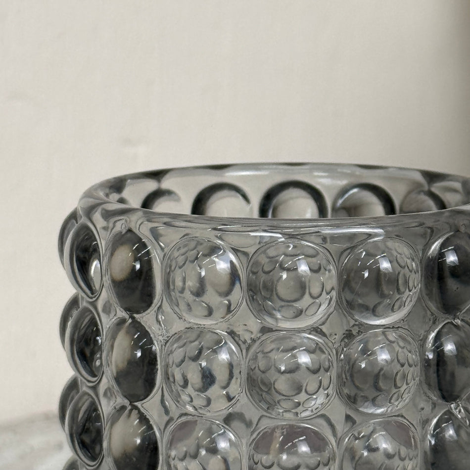 Housevitamin Teelichthalter Windlicht Glas Grau Noppen-Design Kerzenhalter Deko