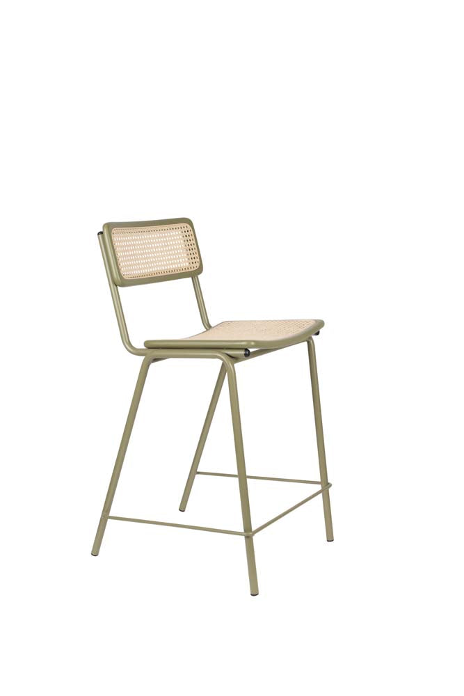 Jort Tresenhocker grün beige Rattan Metall Barhocker