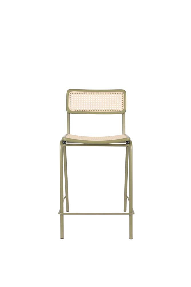 Jort Tresenhocker grün beige Rattan Metall Barhocker