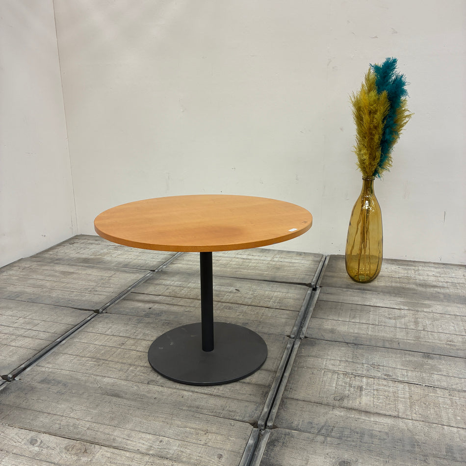 Esstisch Couchtisch Rund 100cm Holz Schwarz Metall Tellerfuß Tisch Gebraucht