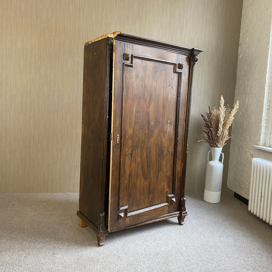 Vintage Kleiderschrank antik braun Kiefernholz massiv Schrank