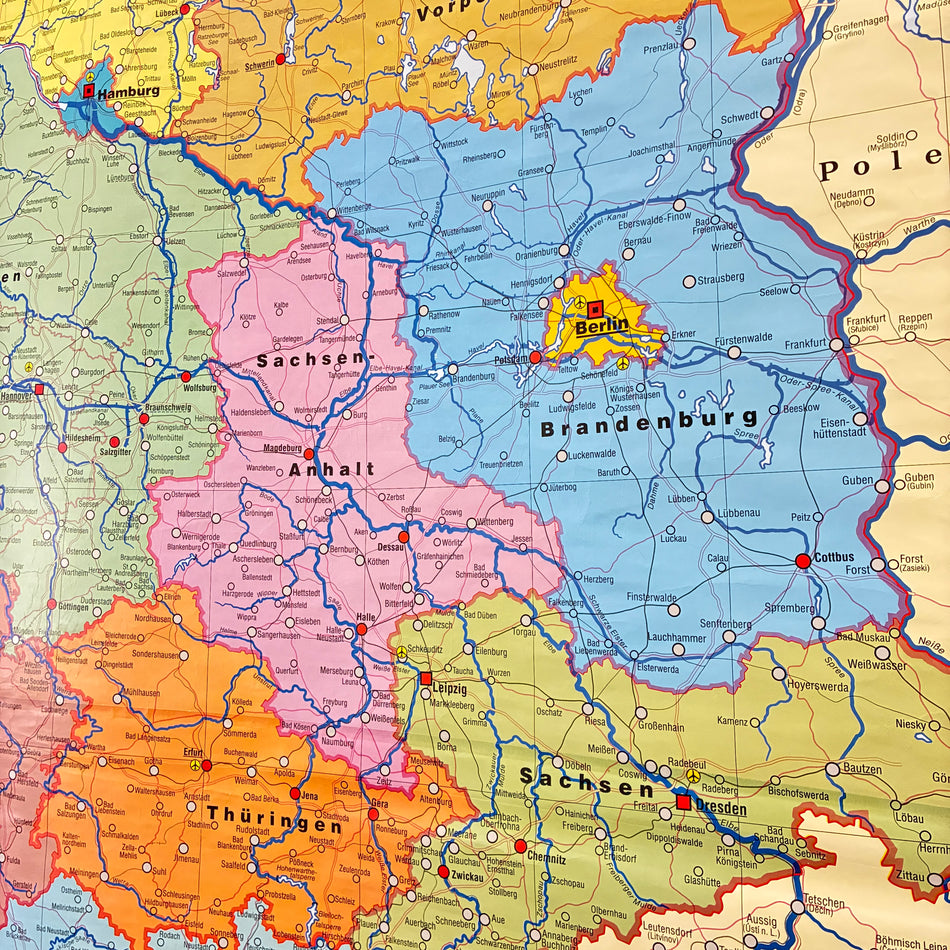 Vintage School Map – Federal Republic of Germany Political – Political Geography Teaching Chart Westermann Roll Map Used