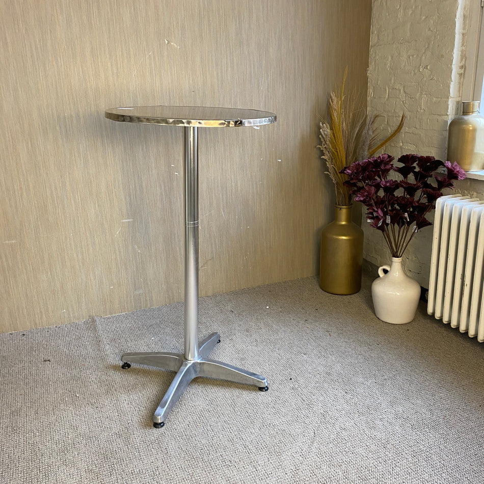 Runder Bistrotisch aus Edelstahl von La Vanage – moderner Stehtisch – Tisch gebraucht