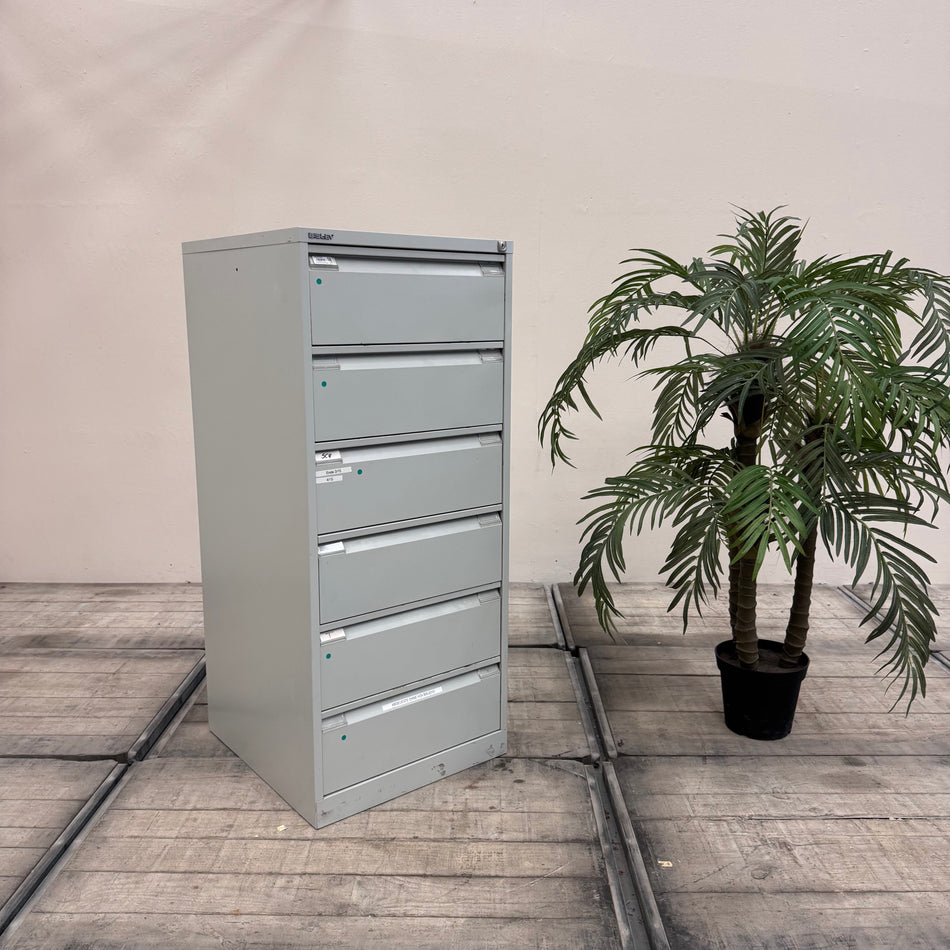 Bisley Karteischrank Silbern Metallschrank Schmal Büro Schrank 6 Schubladen Gebraucht