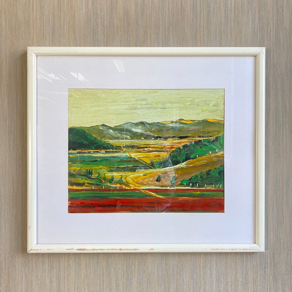 Bild mit Rahmen gebraucht Landschaftsmalerei Holz Glas 74 x 62