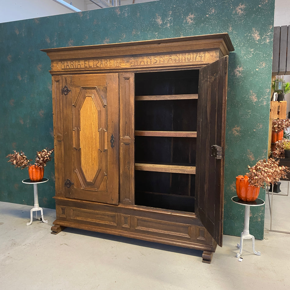 Barock Schrank antik Eiche Antiquität deutsch 1741