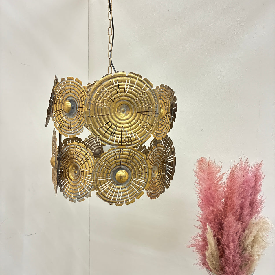 Countryfield Hängeleuchte Jolien Pendelleuchte Hängelampe 42cm Orientalisch Gold Metall Scheiben