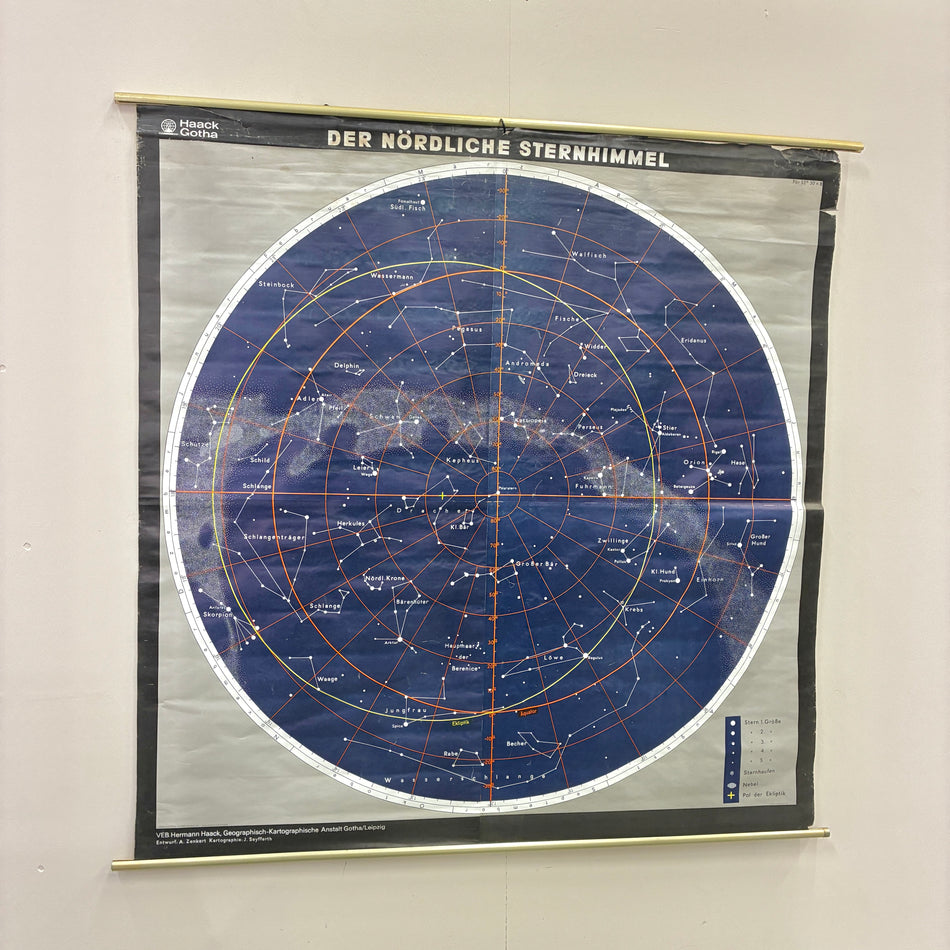 Vintage Schulkarte – Der nördliche Sternhimmel – Astronomie Lehrtafel Rollbild Wanddeko