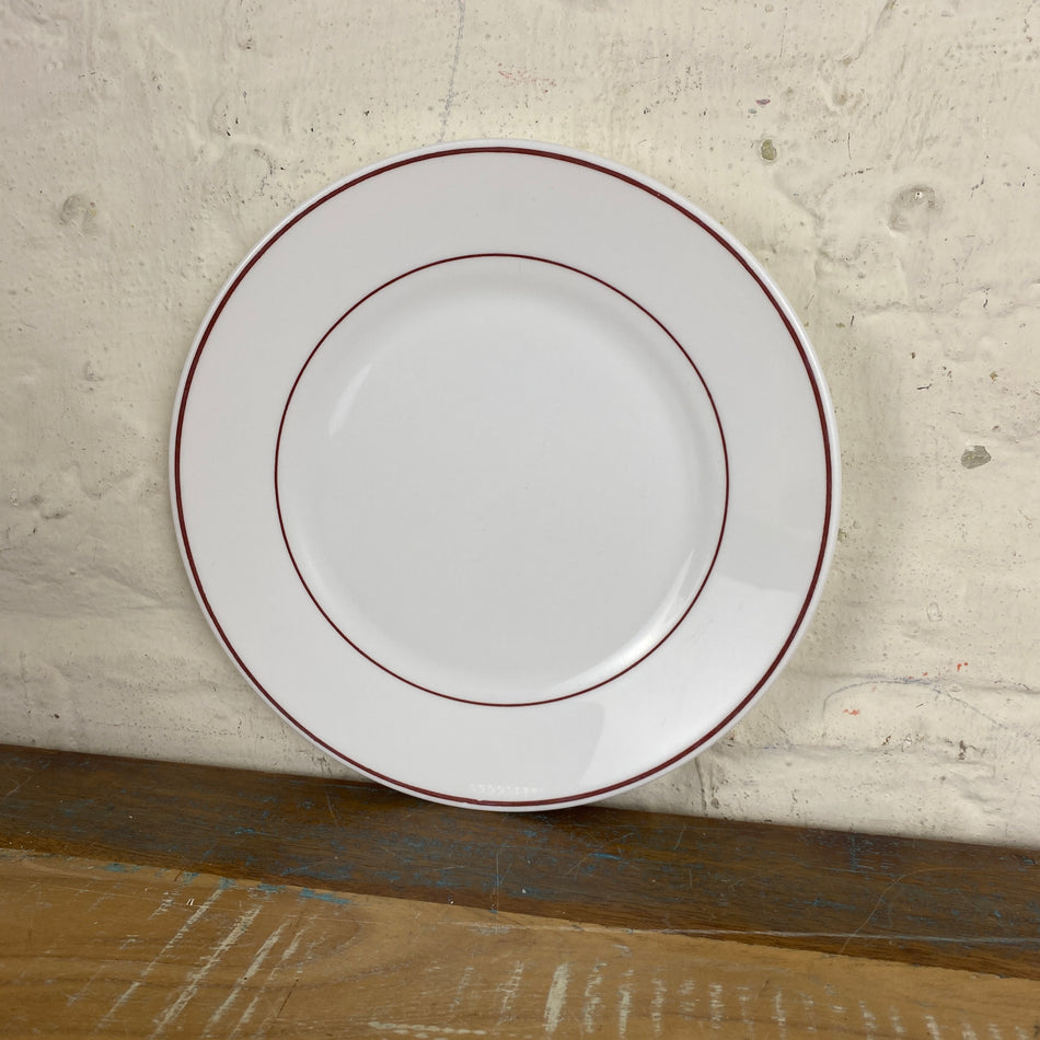 Arcoroc Teller gebraucht weiß bordeaux Porzellan 23,5cm