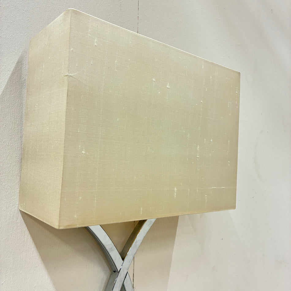 Modern Designer Curved Wall Light with Fabric Shade, Used Lamp