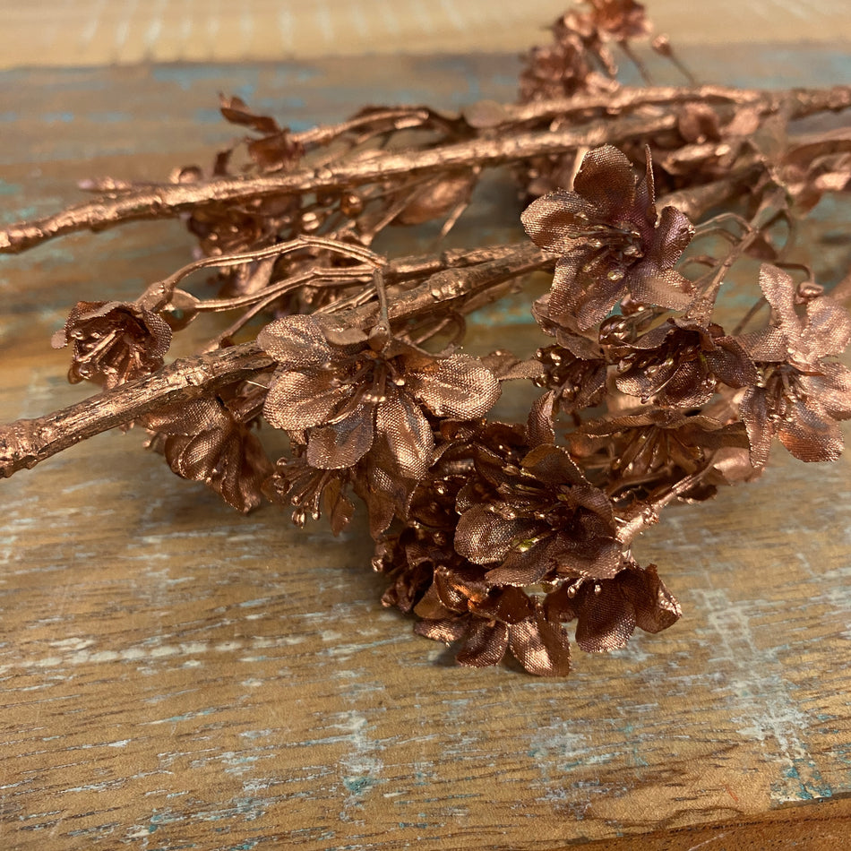 Künstliche Zweigblumen kupferfarbig 100cm Deko