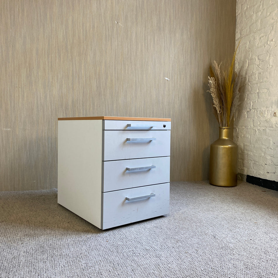 Steelcase Rollcontainer gebraucht silbern Holz Büro