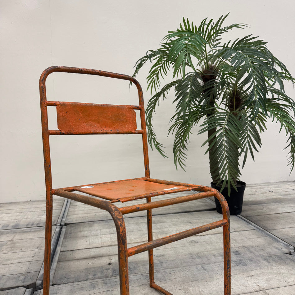 Vintage Stuhl Orange Metall Industrial Shabby Chic Gebraucht