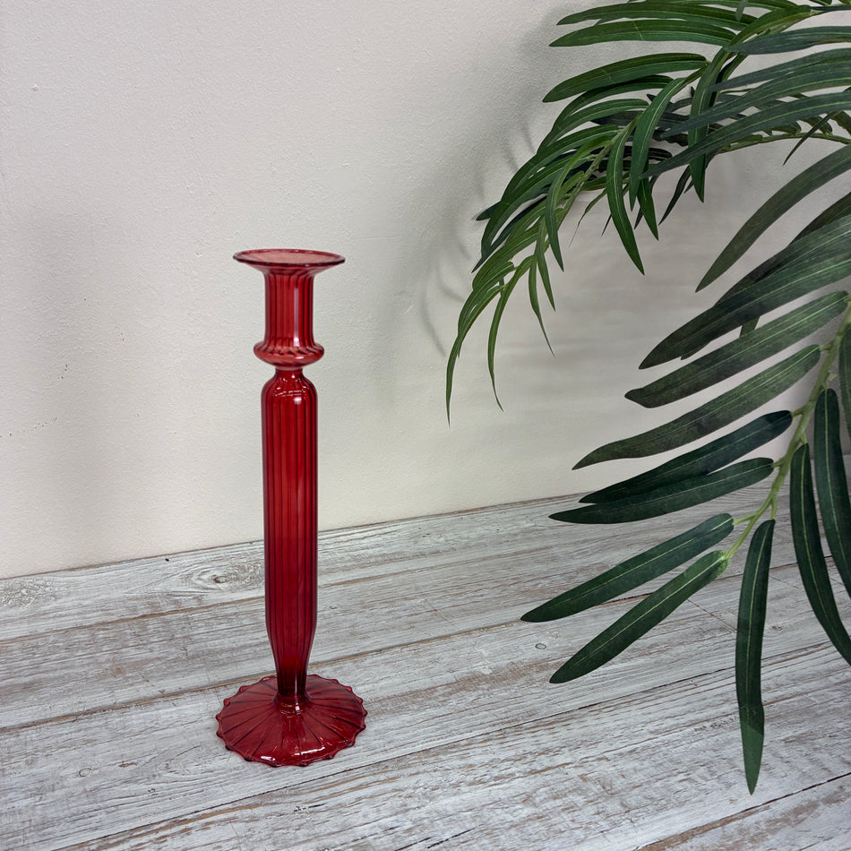 Kerzenständer rot Glas Ständer Deko Kerzenhalter 29cm