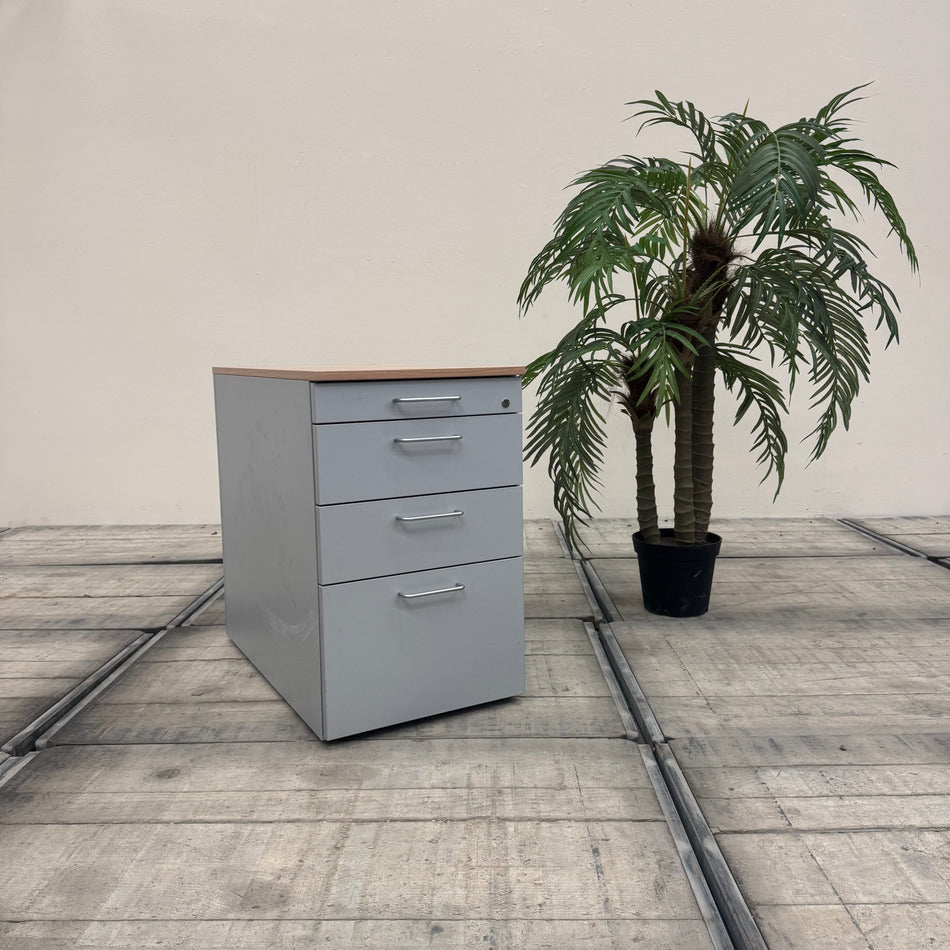 VS Büro Standcontainer Grau Holzoptik Schubladen Büro Schrank