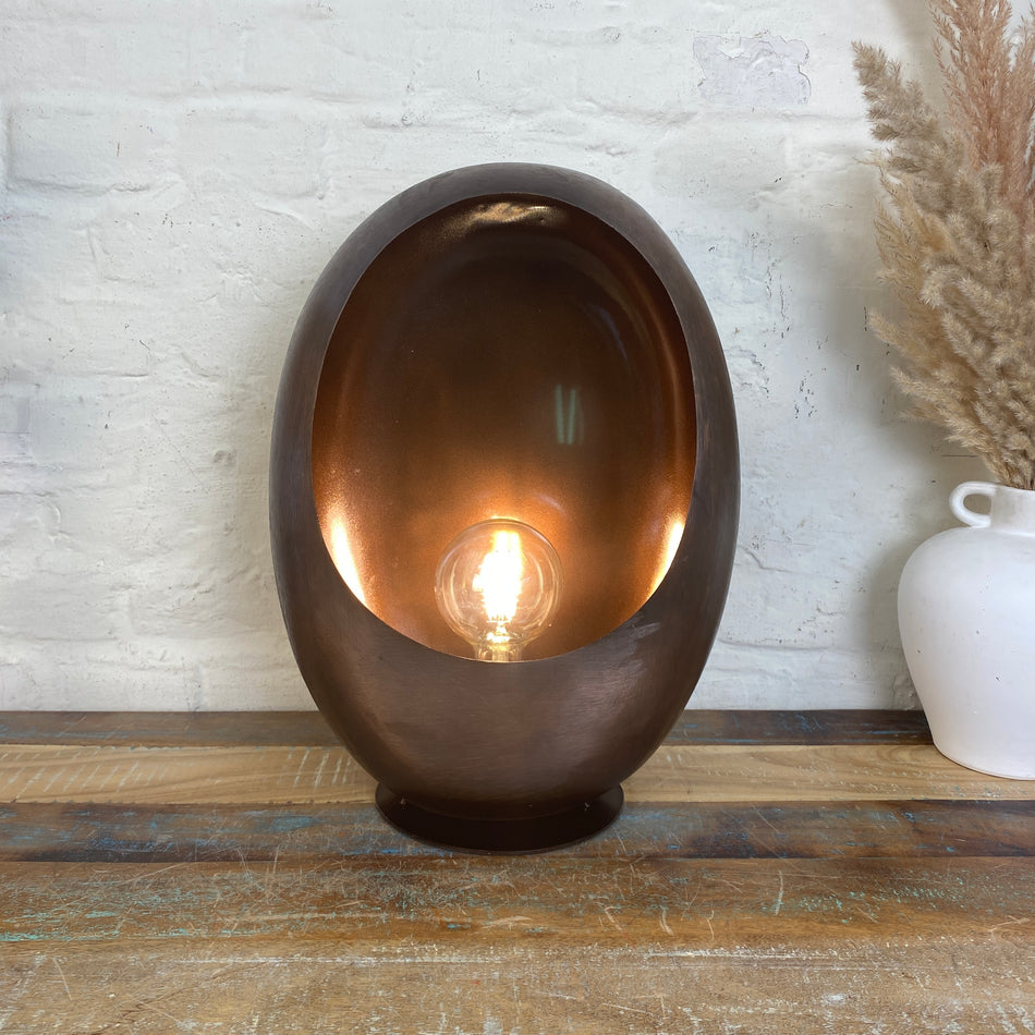 Countryfield Eggy Tischlampe kupfern Lampe 44cm Ei