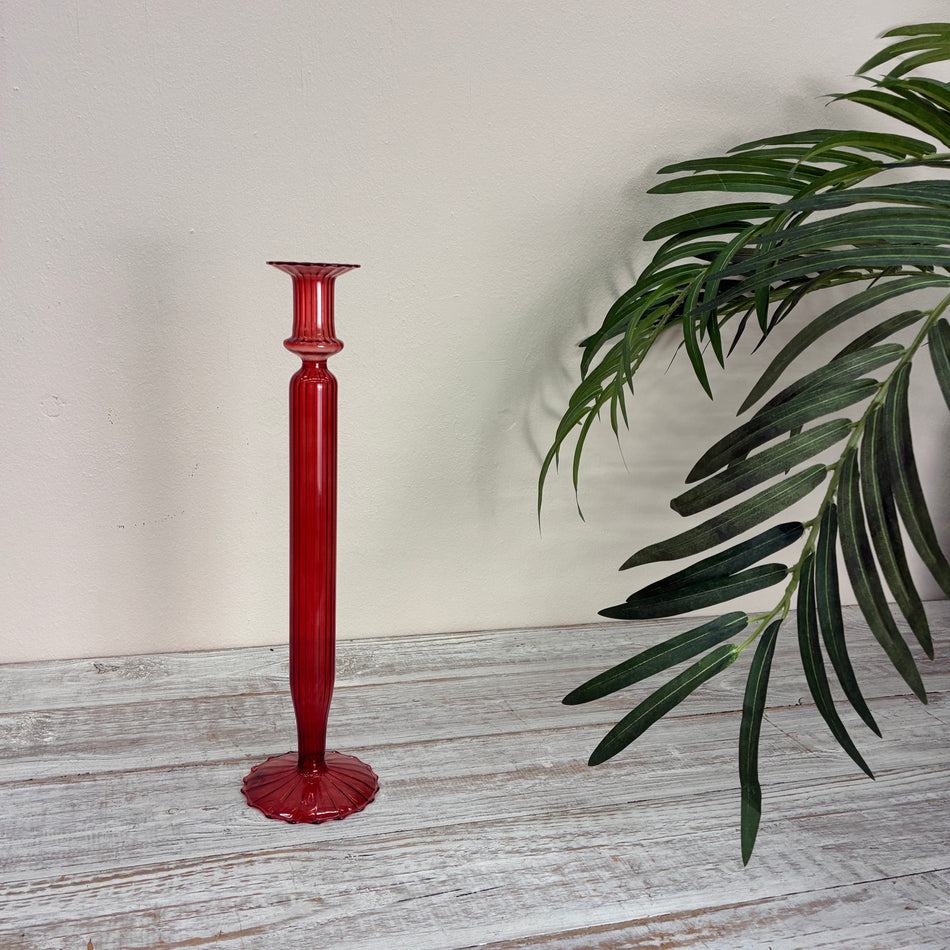 Kerzenständer rot Glas Ständer Deko Kerzenhalter 35cm
